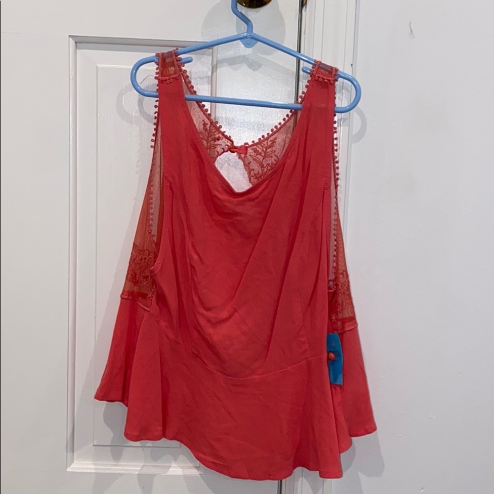 Pink tank open lace back NWT